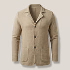 Men's Slim Textured Knit Button Cardigan for Work and Weekend - Beige