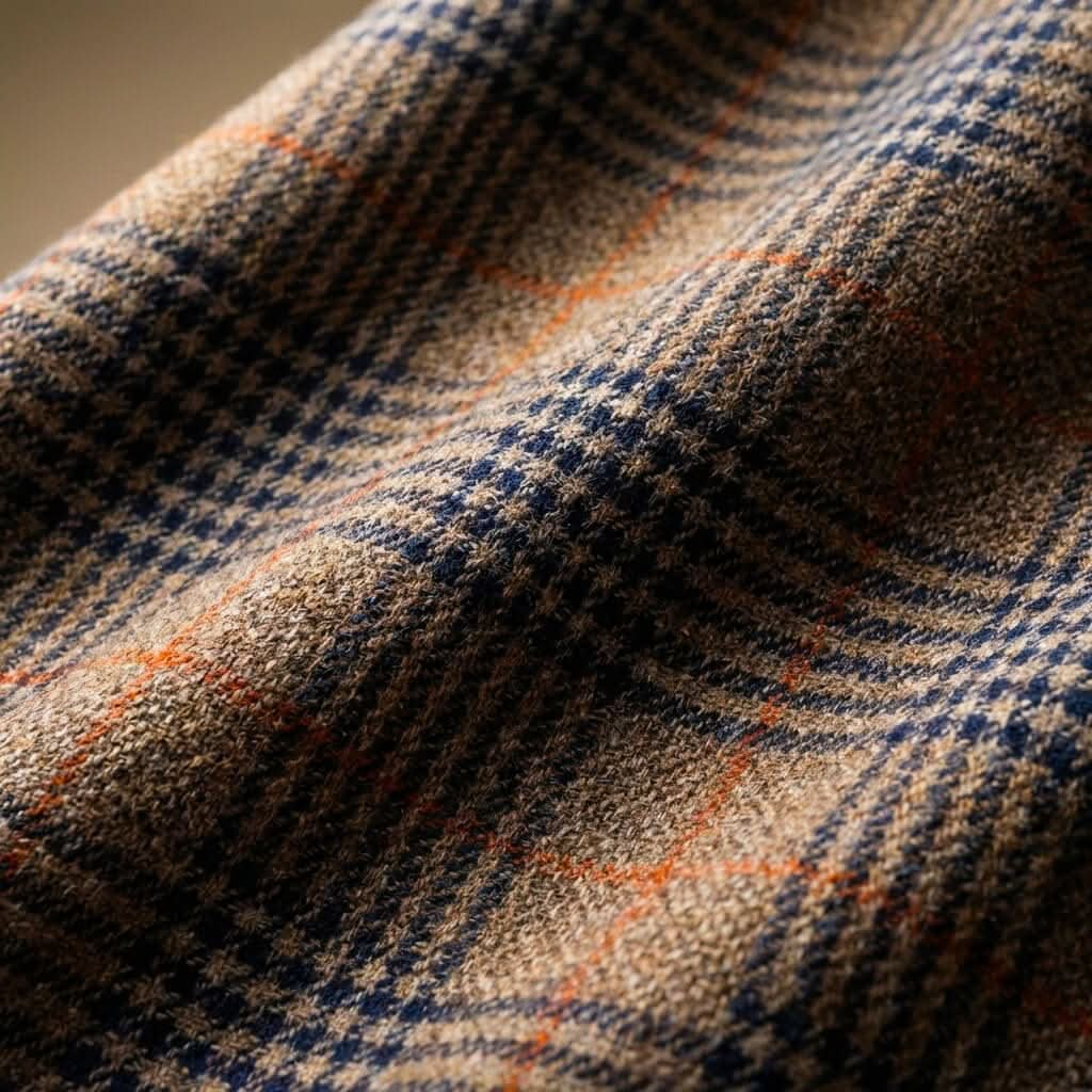 Men's Houndstooth Suit Jacket with Silky Lining and Several Pockets