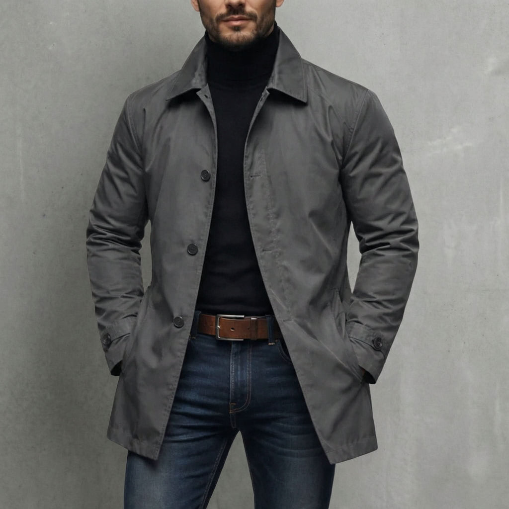 Men's Heritage Rain Mac with Turn-Down Collar and Trench Cut