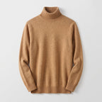 Men's Shape-Holding Ribbed Roll Neck with Tailored Cut - Brown