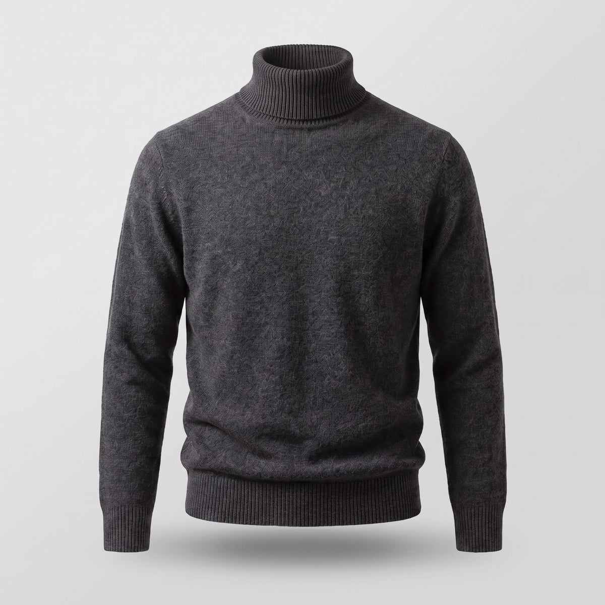 Men's Shape-Holding Ribbed Roll Neck with Tailored Cut - Black