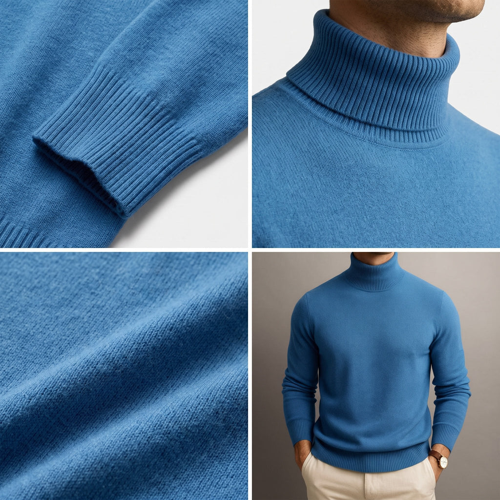 Men's Shape-Holding Ribbed Roll Neck with Tailored Cut