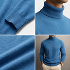 Men's Shape-Holding Ribbed Roll Neck with Tailored Cut