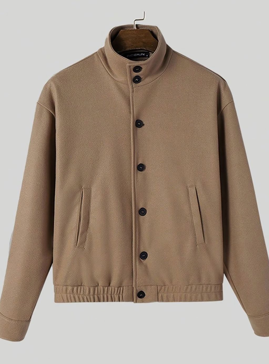 Men's Relaxed Wool-Look Bomber with Two Patch Pockets