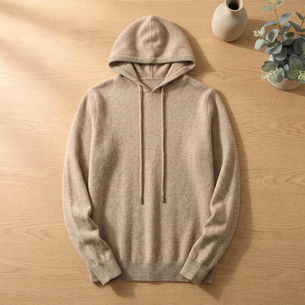 Men's Non-Itch Knitted Hoodie with Adjustable Drawstring