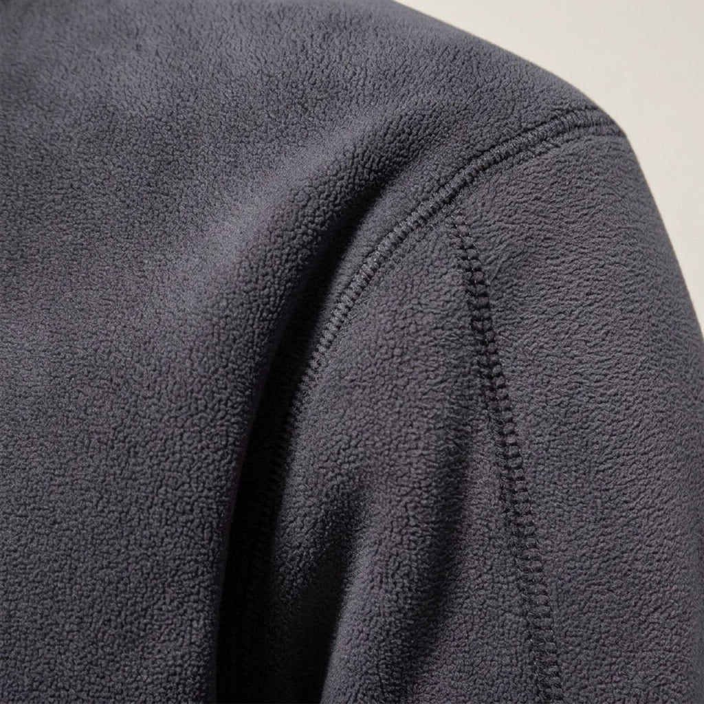 Men's Stand-Collar Fleece Jumper with Quarter Zip and Pockets