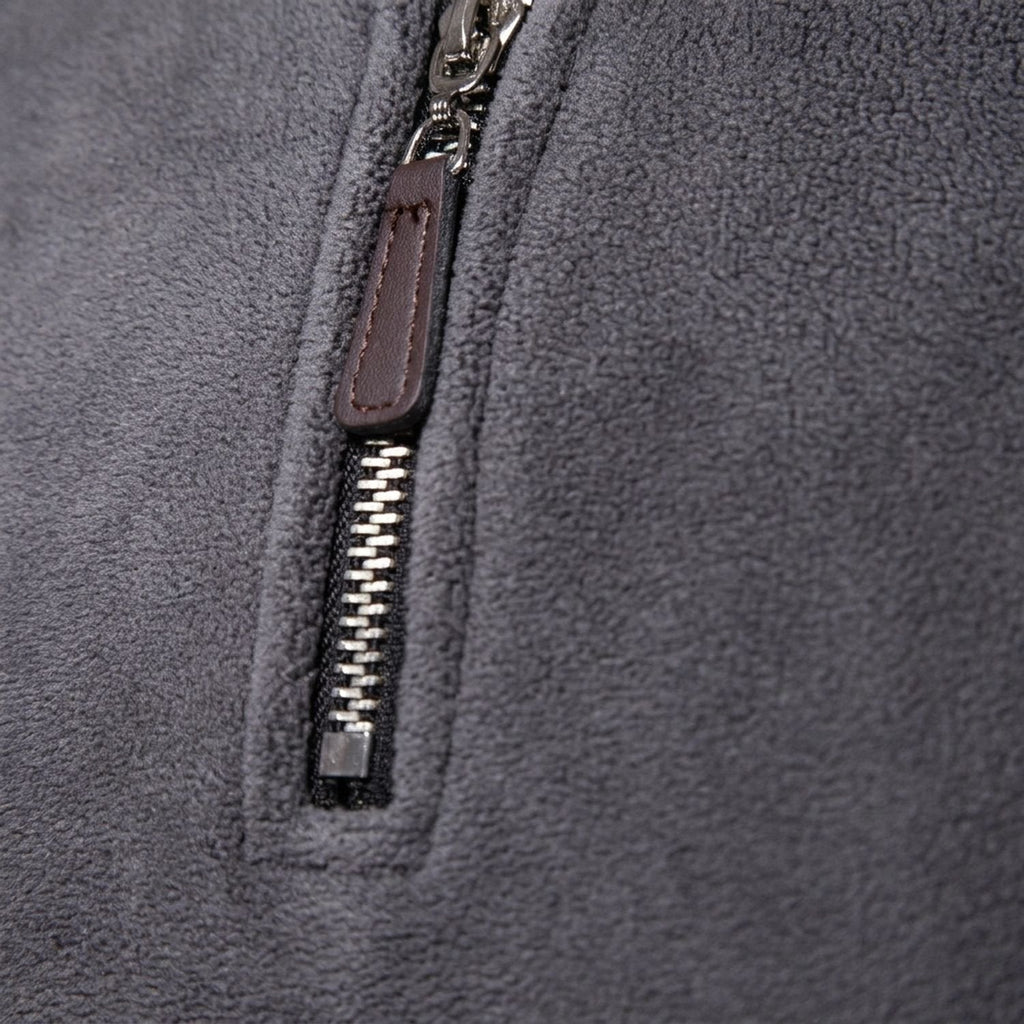 Men's Stand-Collar Fleece Jumper with Quarter Zip and Pockets