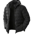 Men's Regular-Fit Channel-Quilted Puffer with Attached Hood - Black