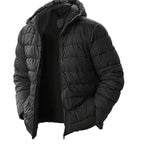 Men's Regular-Fit Channel-Quilted Puffer with Attached Hood - Black