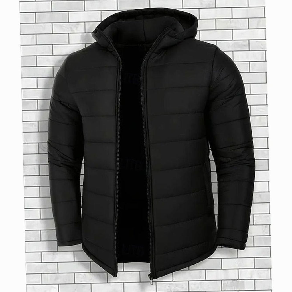 Men's Regular-Fit Channel-Quilted Puffer with Attached Hood