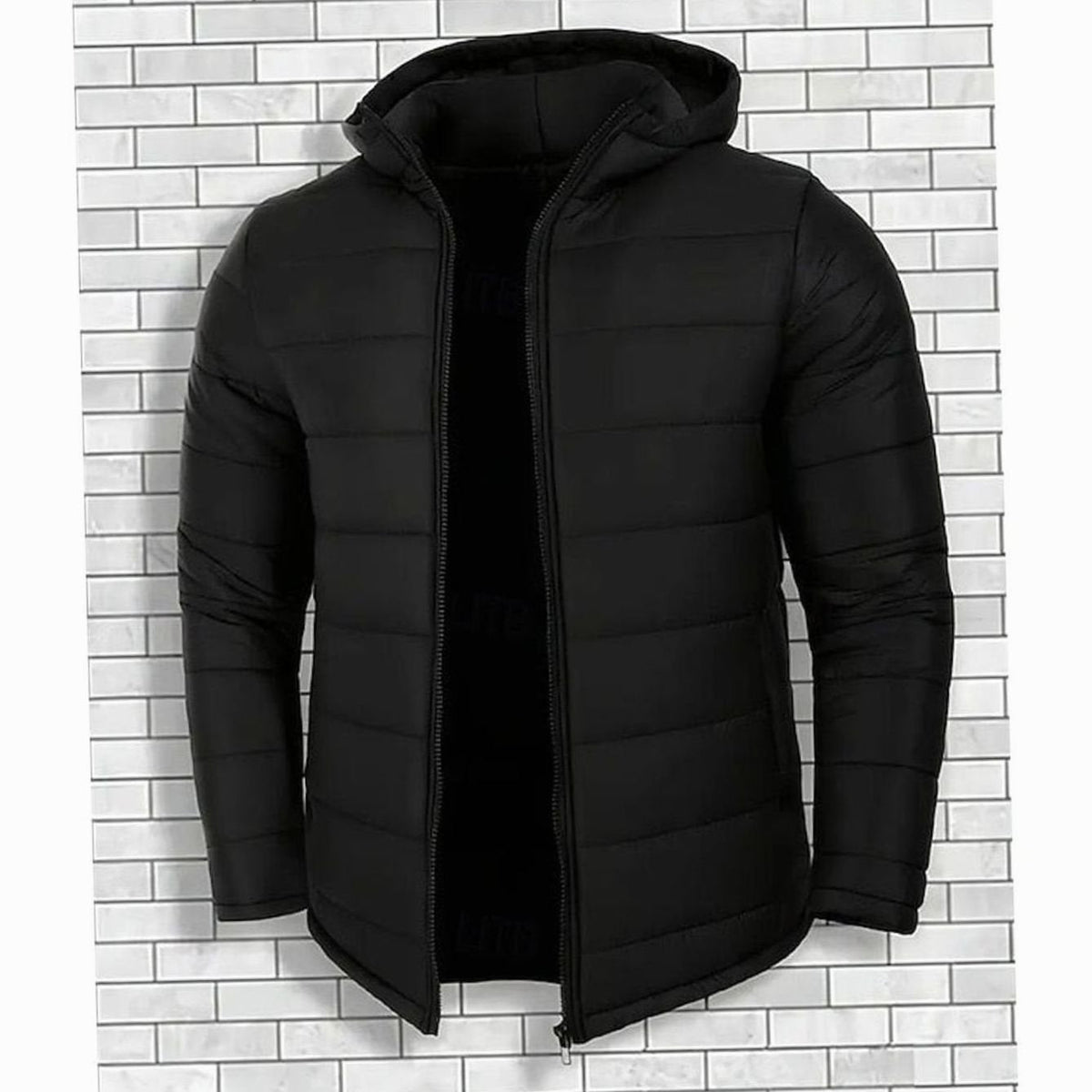 Men's Regular-Fit Channel-Quilted Puffer with Attached Hood