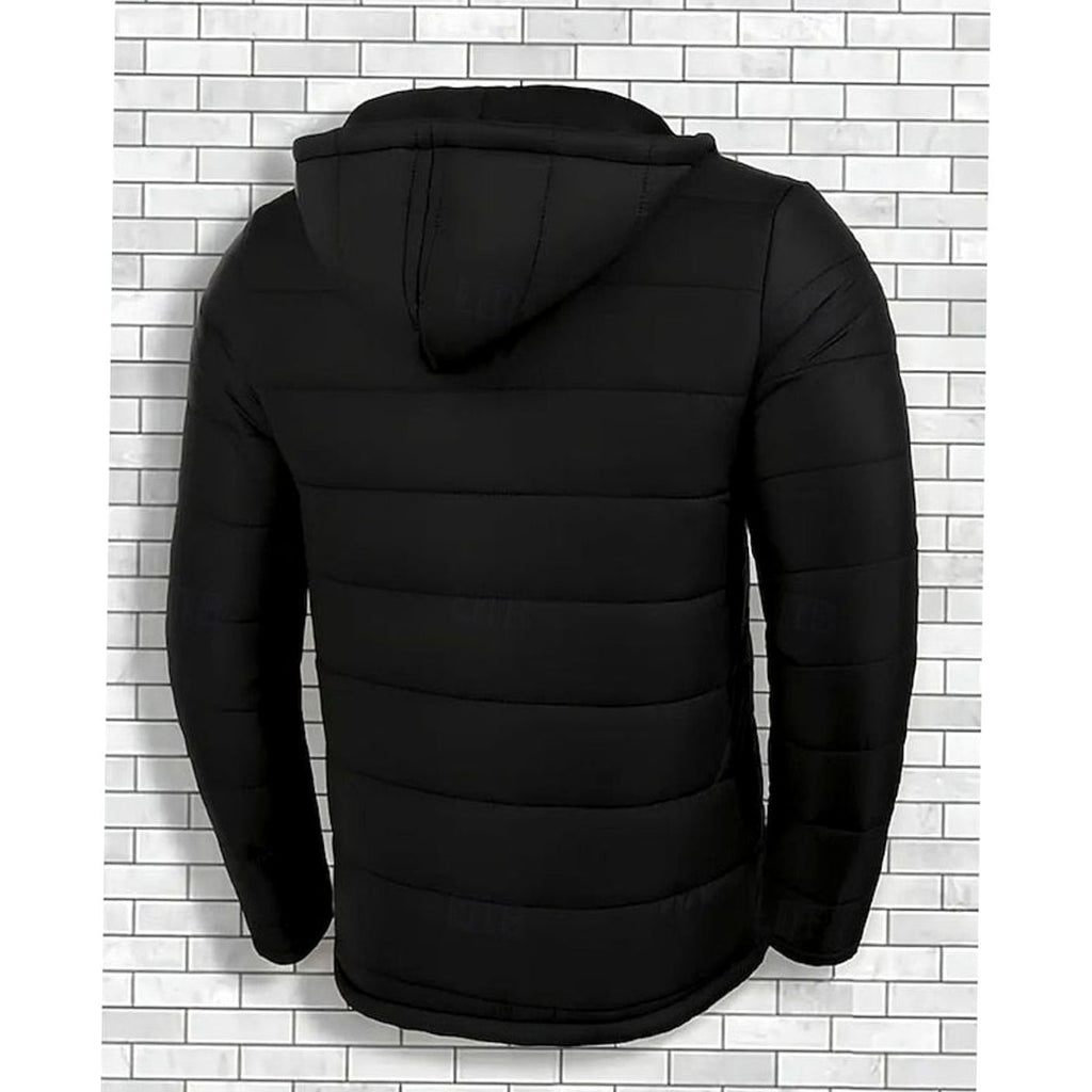 Men's Regular-Fit Channel-Quilted Puffer with Attached Hood
