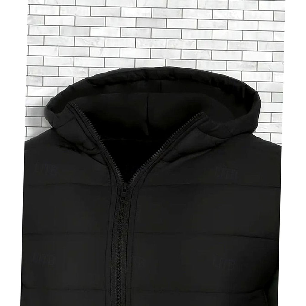Men's Regular-Fit Channel-Quilted Puffer with Attached Hood