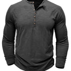Men's Soft Long-Sleeve Henley T-Shirt in Breathable Fabric
