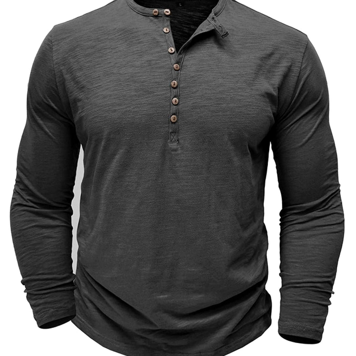Men's Soft Long-Sleeve Henley T-Shirt in Breathable Fabric