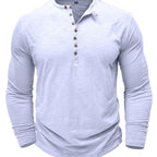 Men's Soft Long-Sleeve Henley T-Shirt in Breathable Fabric
