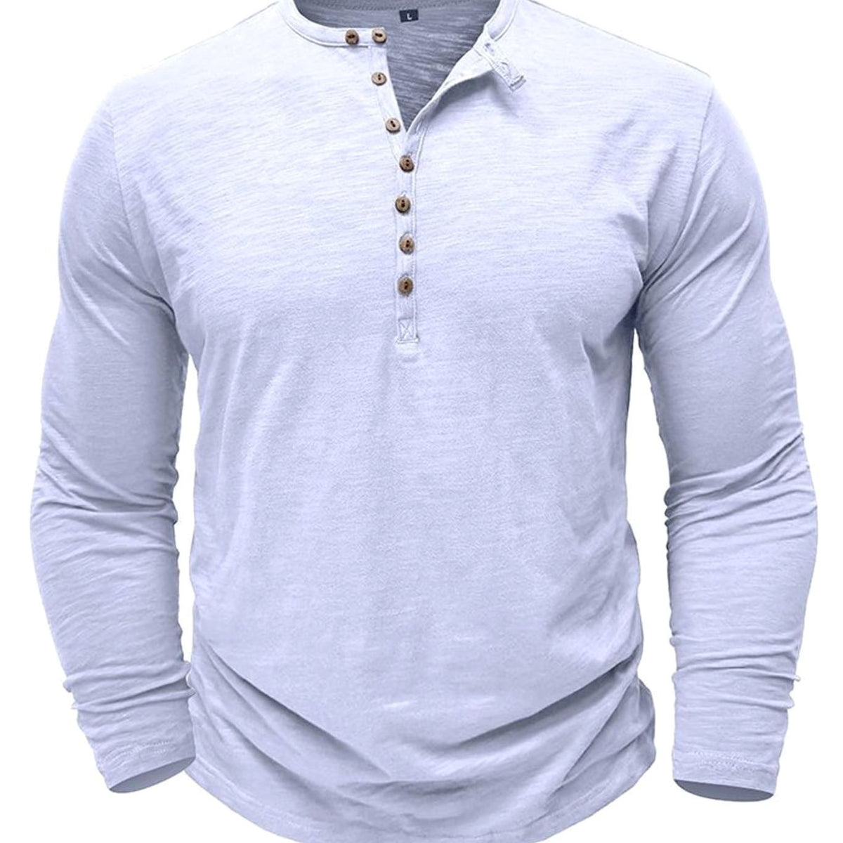 Men's Soft Long-Sleeve Henley T-Shirt in Breathable Fabric