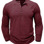 Men's Soft Long-Sleeve Henley T-Shirt in Breathable Fabric