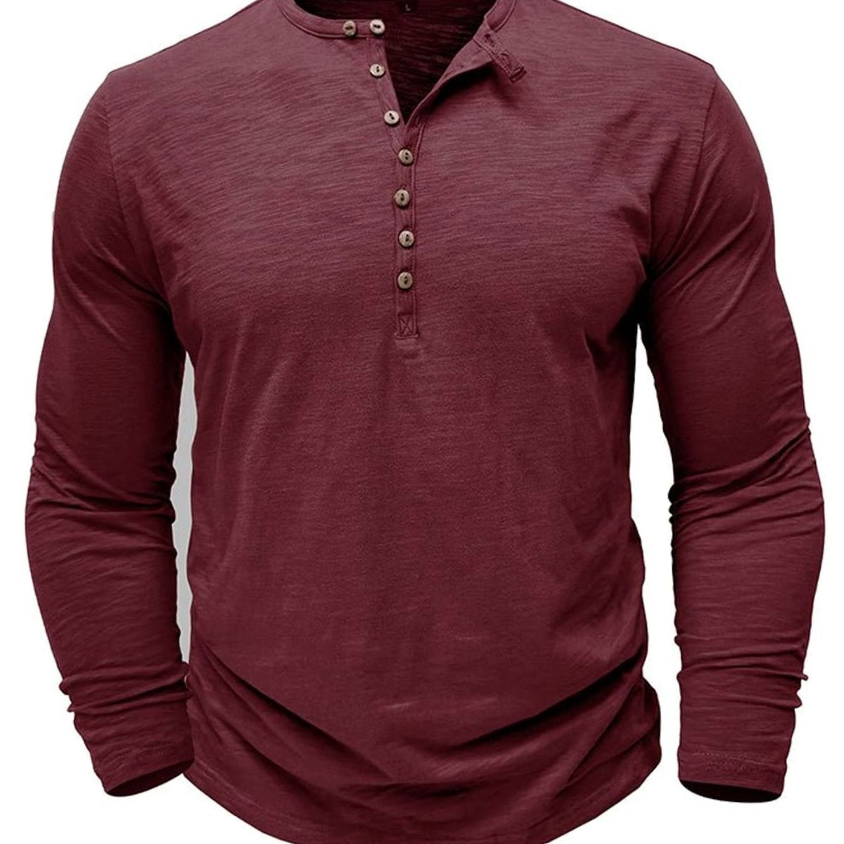 Men's Soft Long-Sleeve Henley T-Shirt in Breathable Fabric