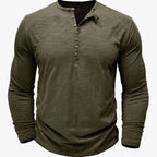 Men's Soft Long-Sleeve Henley T-Shirt in Breathable Fabric