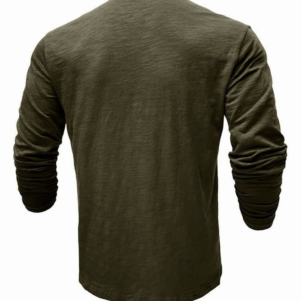 Men's Soft Long-Sleeve Henley T-Shirt in Breathable Fabric