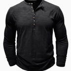 Men's Soft Long-Sleeve Henley T-Shirt in Breathable Fabric