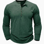 Men's Soft Long-Sleeve Henley T-Shirt in Breathable Fabric