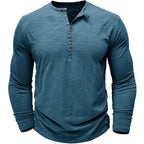 Men's Soft Long-Sleeve Henley T-Shirt in Breathable Fabric