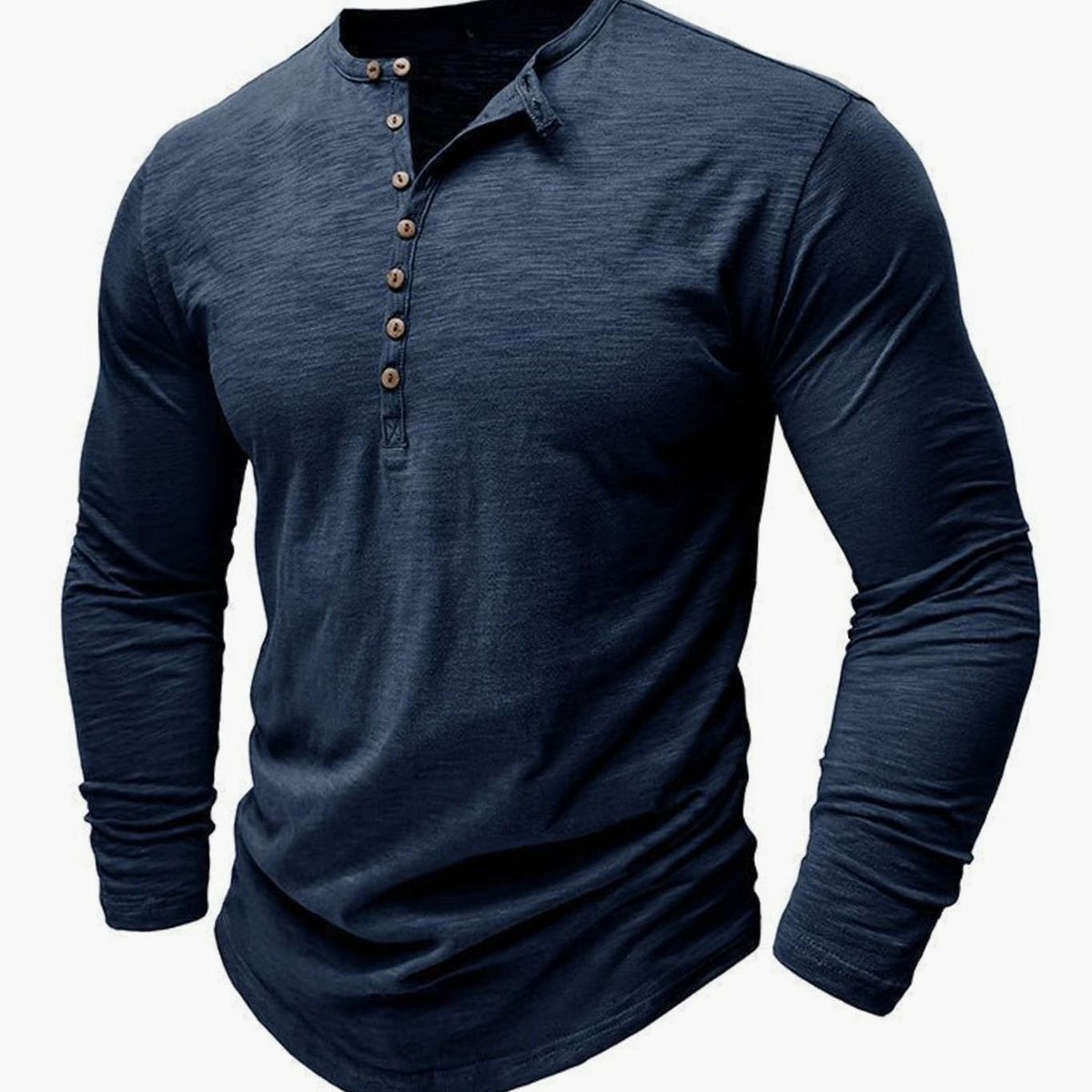 Men's Soft Long-Sleeve Henley T-Shirt in Breathable Fabric