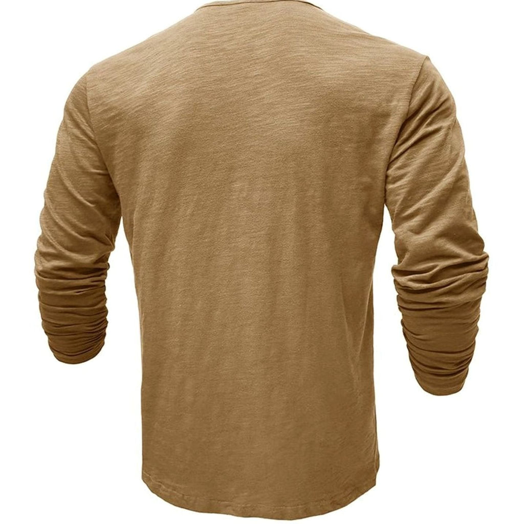 Men's Soft Long-Sleeve Henley T-Shirt in Breathable Fabric