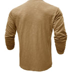 Men's Soft Long-Sleeve Henley T-Shirt in Breathable Fabric
