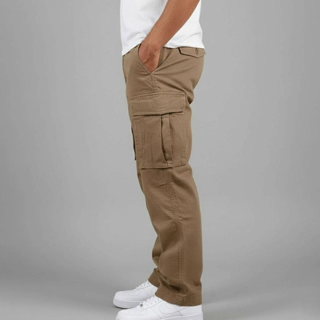 Men's Relaxed Urban Cargo Trousers with Flap-Covered Pockets