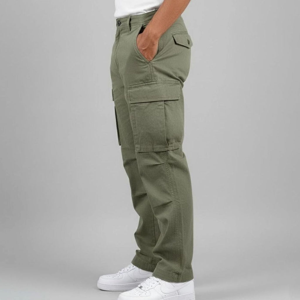 Men's Relaxed Urban Cargo Trousers with Flap-Covered Pockets