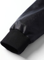 Men's Wipe-Clean Faux Leather Slim Bomber with Ribbed Trims
