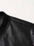 Men's Wipe-Clean Faux Leather Slim Bomber with Ribbed Trims