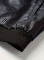Men's Wipe-Clean Faux Leather Slim Bomber with Ribbed Trims
