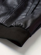 Men's Wipe-Clean Faux Leather Slim Bomber with Ribbed Trims