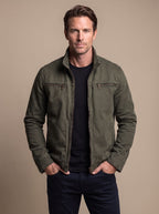 Men's Slim Stand-Collar Bomber Jacket with Brushed Finish