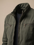 Men's Slim Stand-Collar Bomber Jacket with Brushed Finish