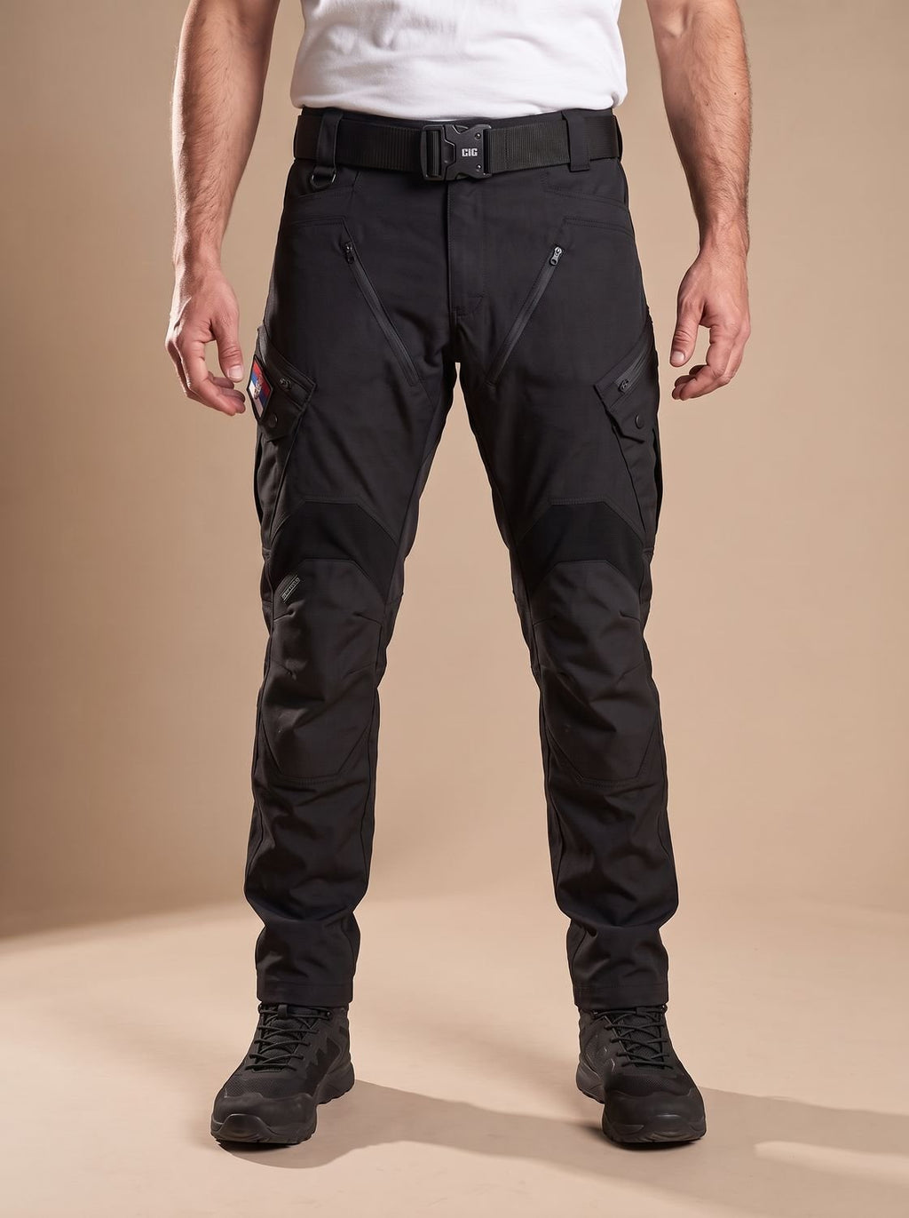 Men's Water-Repellent Tactical Work Trousers with Shaped Knees