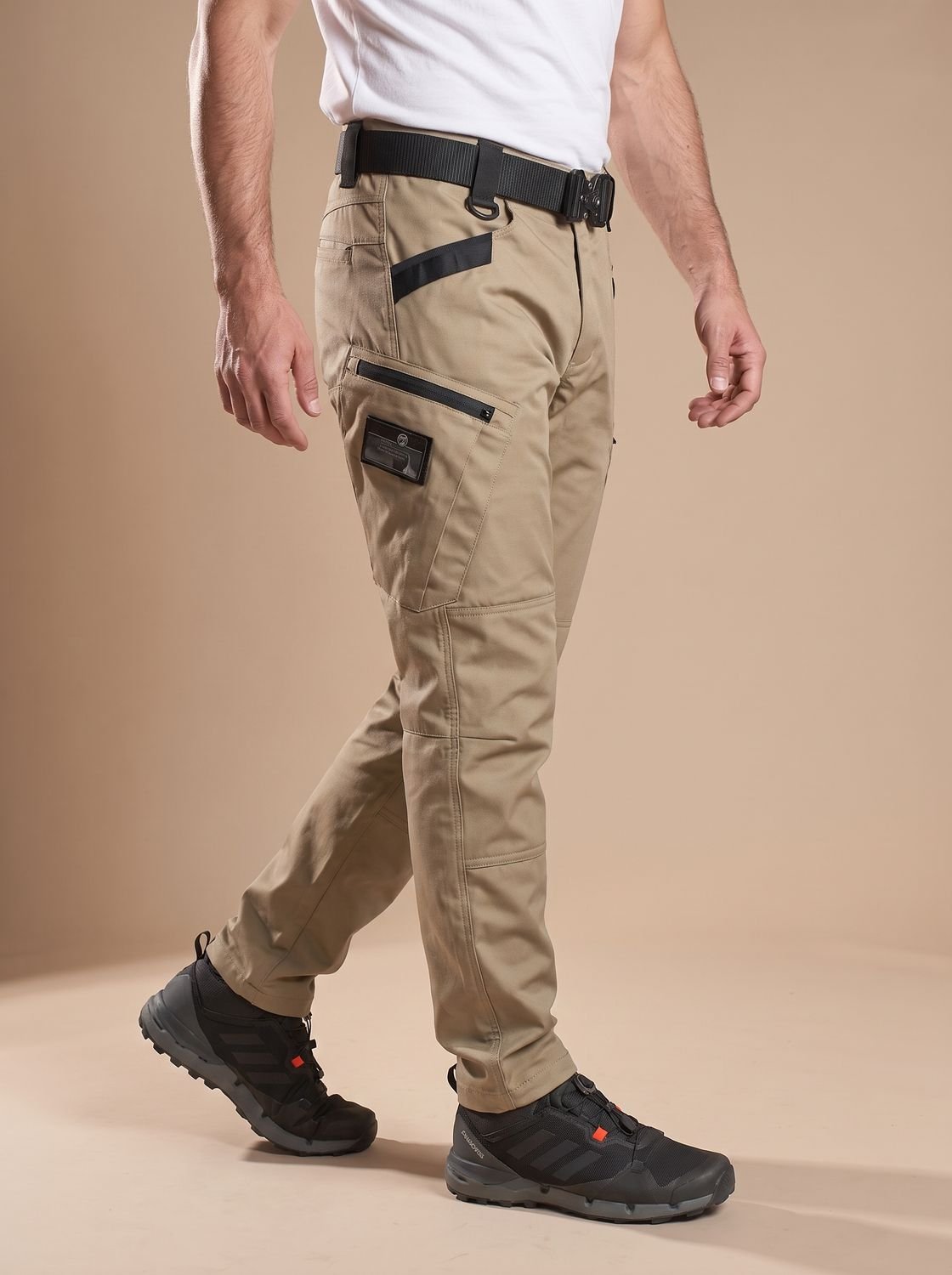 Men's Water-Repellent Tactical Work Trousers with Shaped Knees