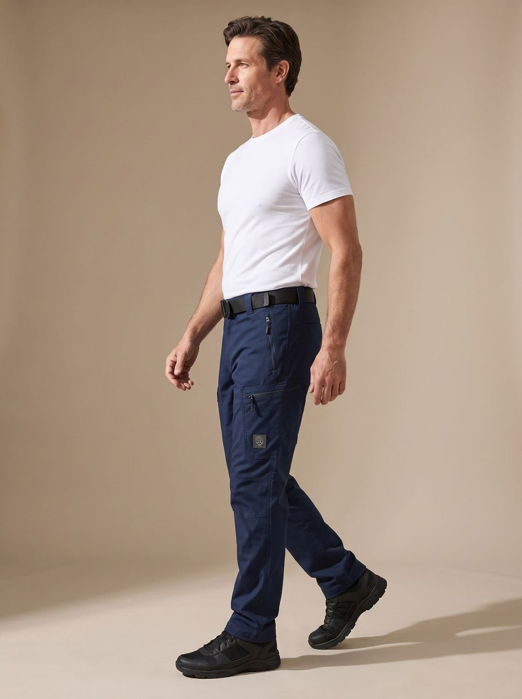 Men's Water-Repellent Tactical Work Trousers with Shaped Knees