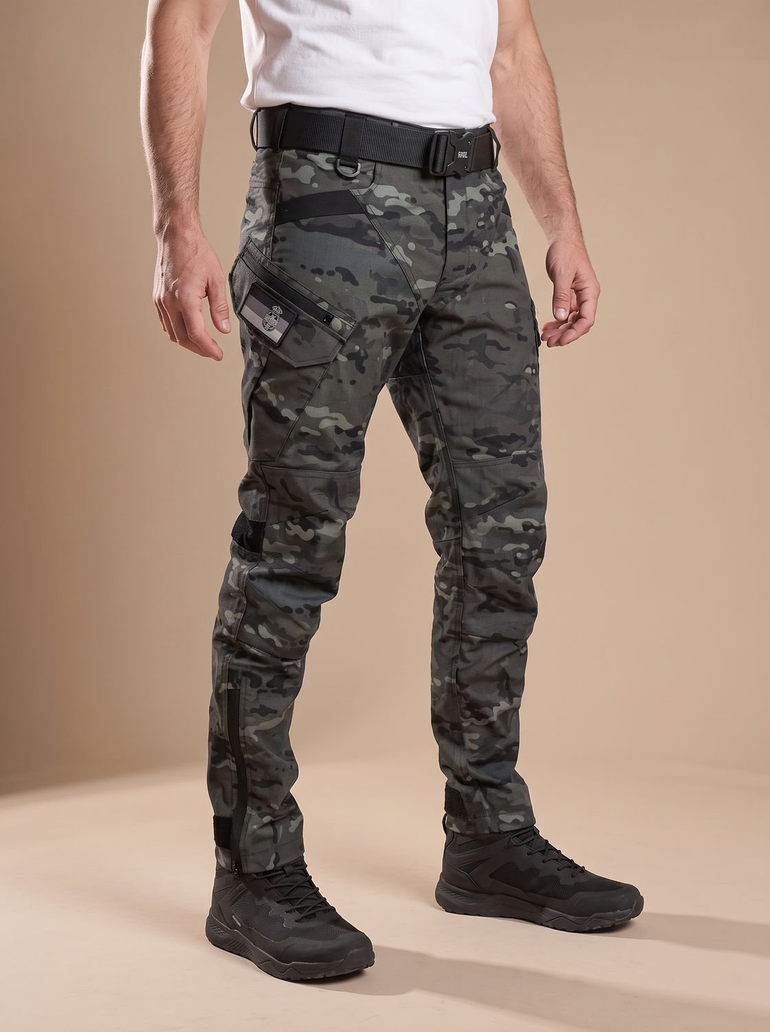 Men's Water-Repellent Tactical Work Trousers with Shaped Knees - Grey