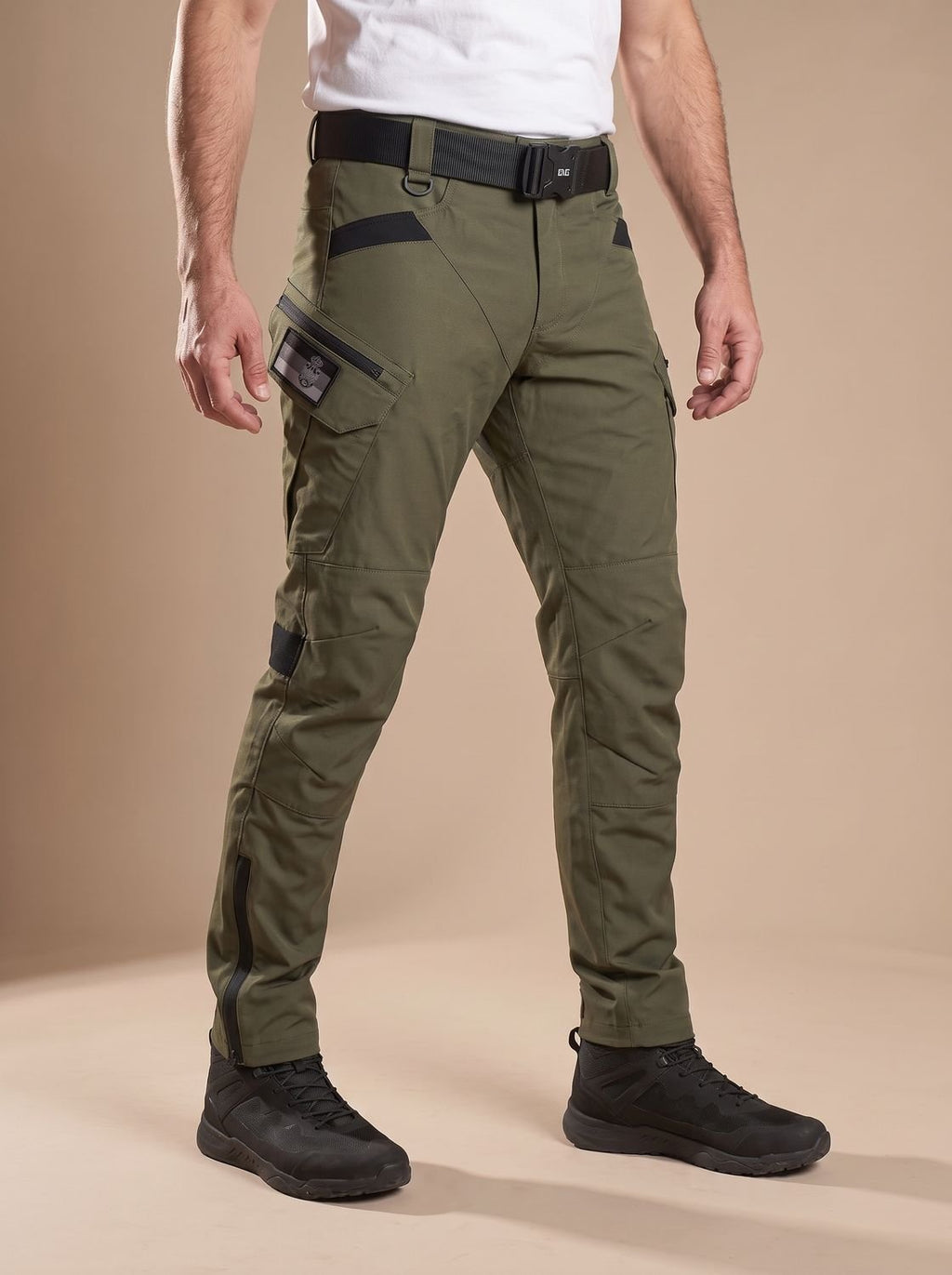 Men's Water-Repellent Tactical Work Trousers with Shaped Knees