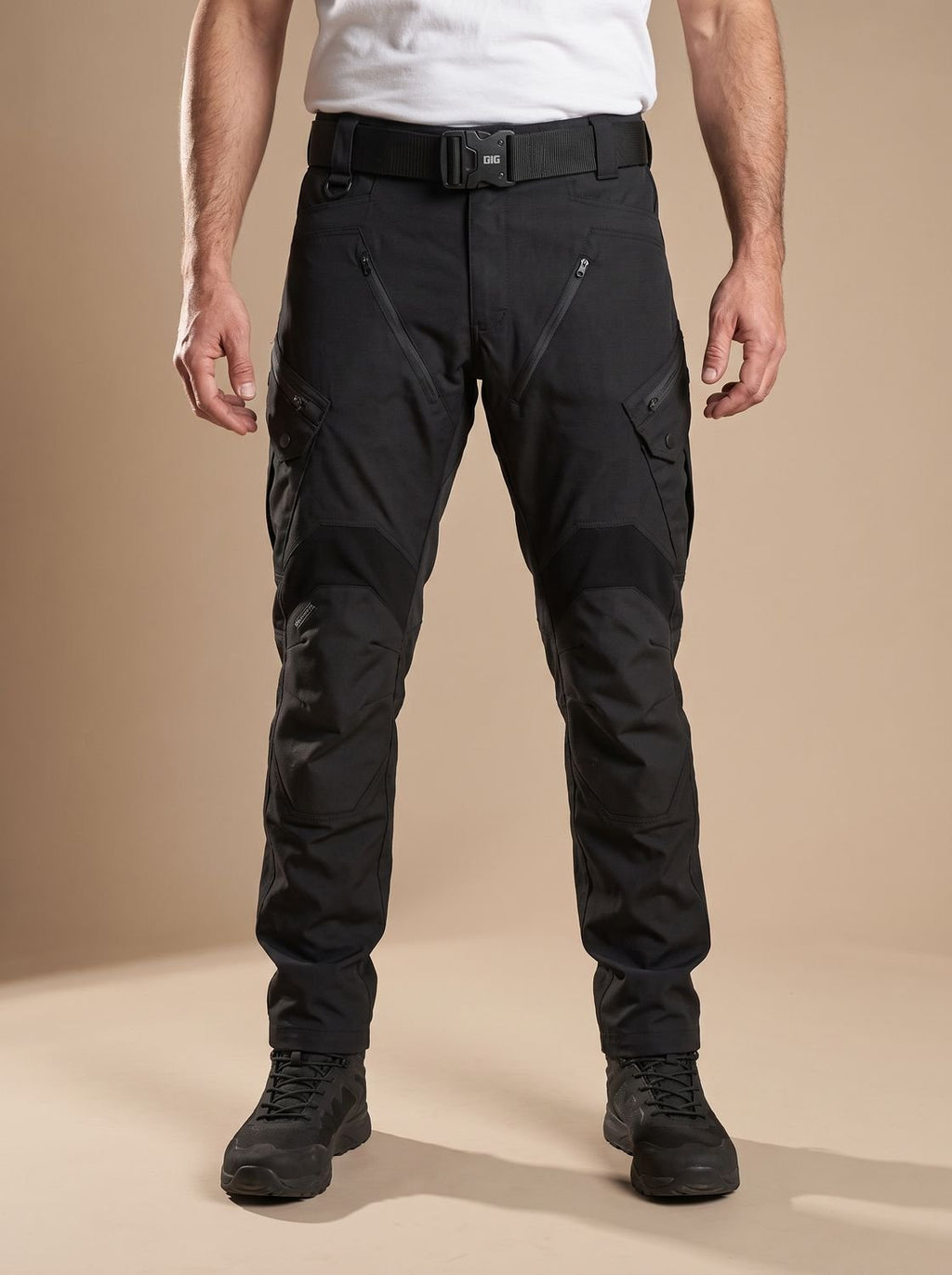 Men's Water-Repellent Tactical Work Trousers with Shaped Knees