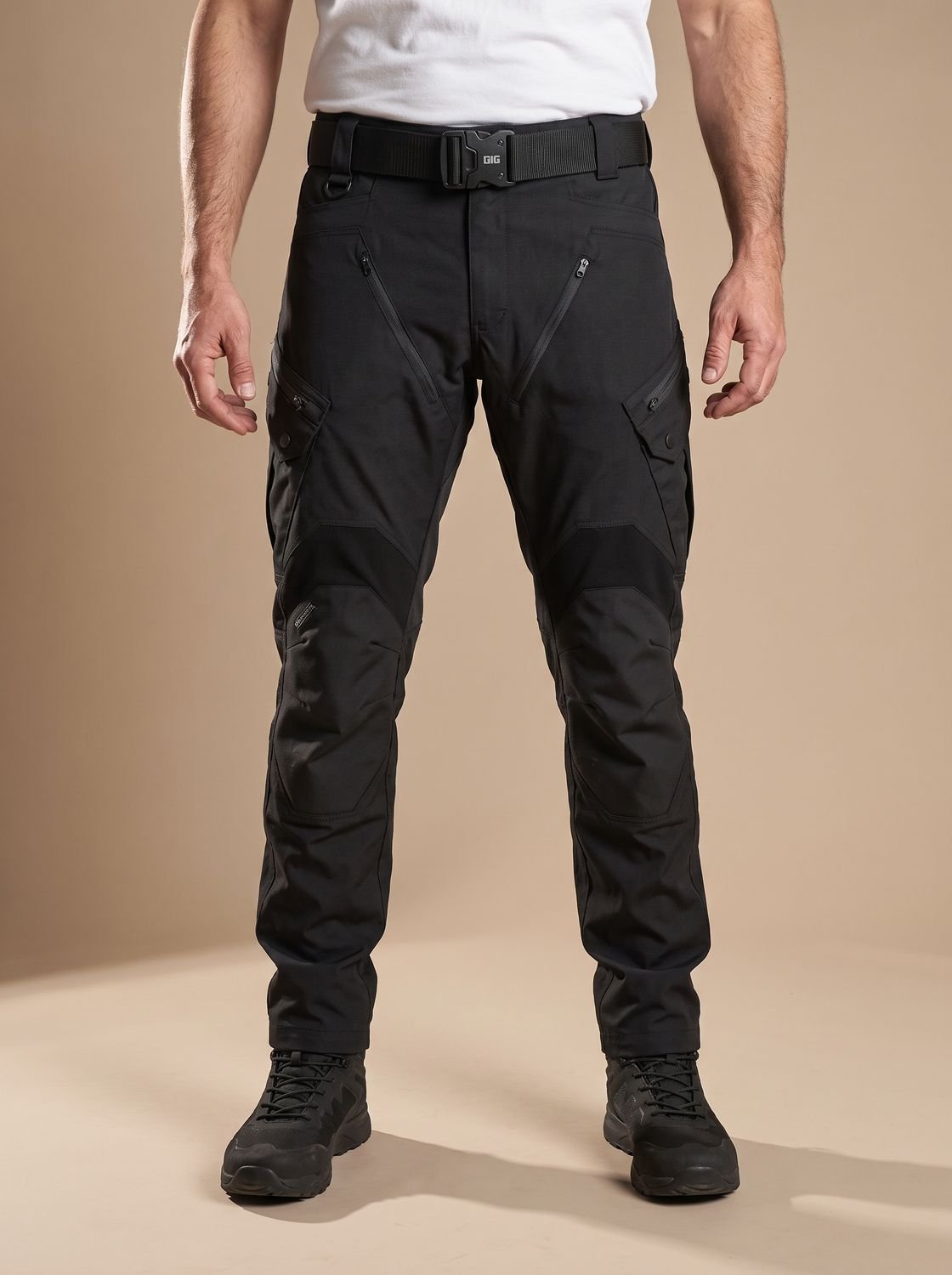Men's Water-Repellent Tactical Work Trousers with Shaped Knees