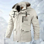 Men's Waterproof Quilted Outdoor Jacket with High Collar - White