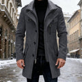 Men's Wool Notch-Collar Commuter Coat with Zipped Chest Pocket - Grey