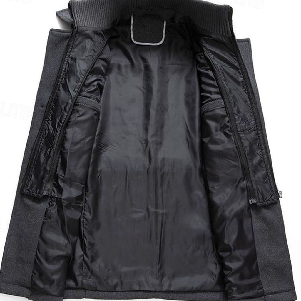 Men's Wool Notch-Collar Commuter Coat with Zipped Chest Pocket