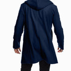 Men's Tailored Wool Hooded Coat with Toggle-and-Loop Fastening